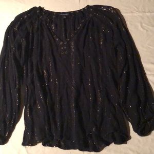 Black Blouse with Gold Stripes & Rivets